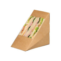 Porta tramezzino triplo kraft con finestra 82x123mm H123mm