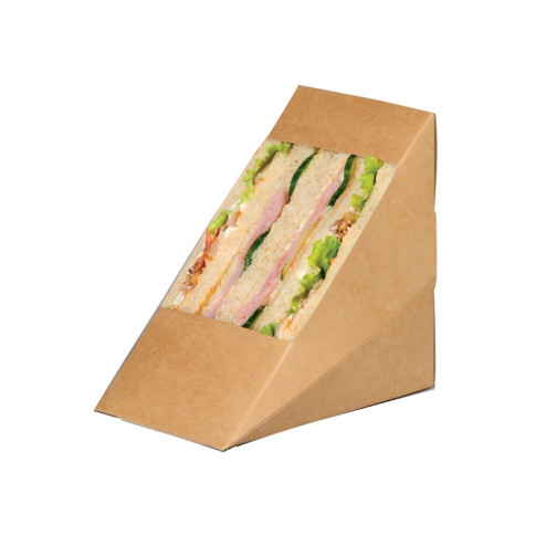 Porta tramezzino triplo kraft con finestra 82x123mm H123mm