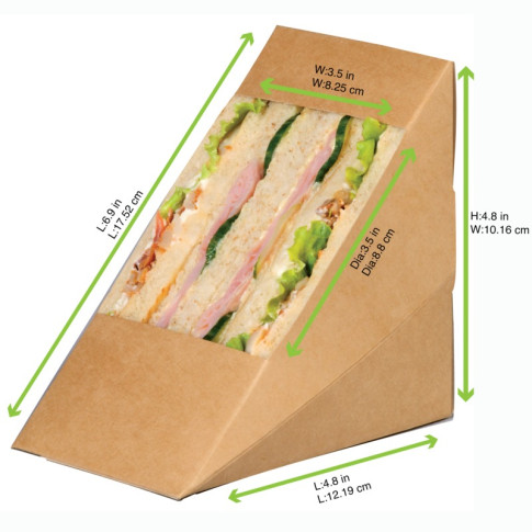 Porta tramezzino triplo kraft con finestra 82x123mm H123mm