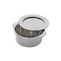 Contenitore in PS argentato con manici e coperchio  H34mm
