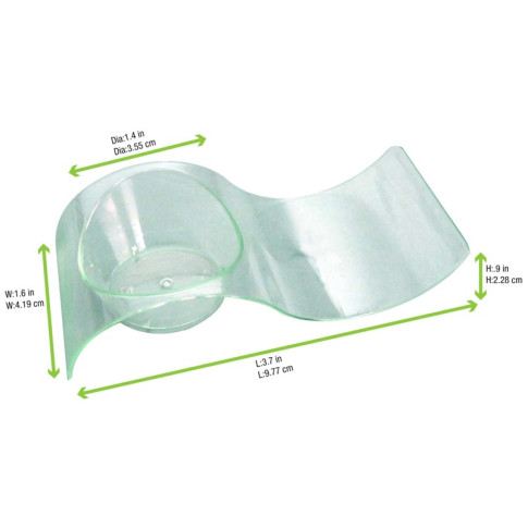 Contenitore fingerfood "Gizmo" in PS a onda verde trasparente 100x40mm H24mm