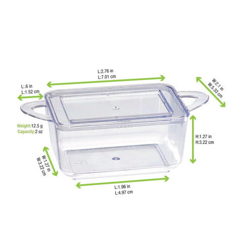 Contenitore fingerfood  "Loukià" in PS verde con manici 96x50mm H35mm 75ml