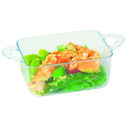 Coppetta Fingerfood rettangolare in PS verde con manici 96x50mm H35mm 75ml
