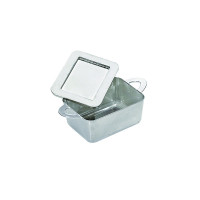Contenitore in PS argentato con manici e coperchio 95x53mm H35mm