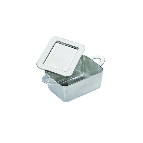 Contenitore in PS argentato con manici e coperchio 95x53mm H35mm