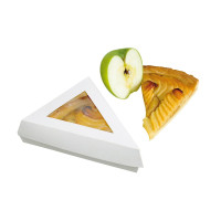 Scatola da pasticceria triangolare in cartone bianco con coperchio a finestra 155x130mm H45mm