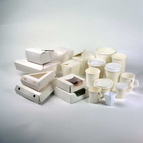 Scatola da pasticceria triangolare in cartone bianco con coperchio a finestra 155x130mm H45mm