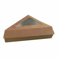 Scatola da pasticceria triangolare in cartone kraft con coperchio a finestra 160x150mm H50mm
