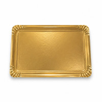 Vassoio in cartone bifacciale, parte superiore dorata e parte inferiore bianca 190x280mm