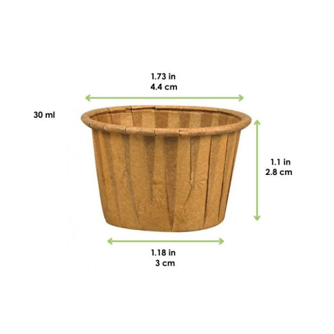 Coppetta in carta marrone plissettata anche per cottura in forno  H28mm 30ml