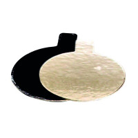 Sottotorta cerchio in cartone con linguetta, doppio lato oro/nero