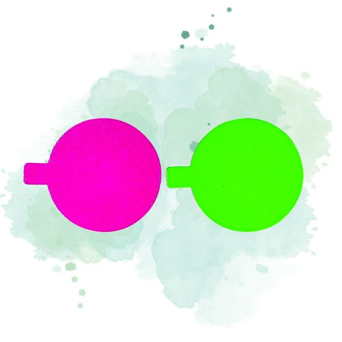 Cerchio in cartone con linguetta, doppio lato anice/fucsia
