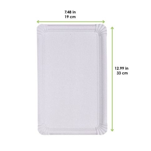 Piatto in cartone riciclato bianco 330x190mm