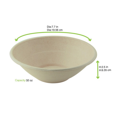 Ciotola "Poke" tonda in polpa di canna da zucchero scura  H63mm 950ml