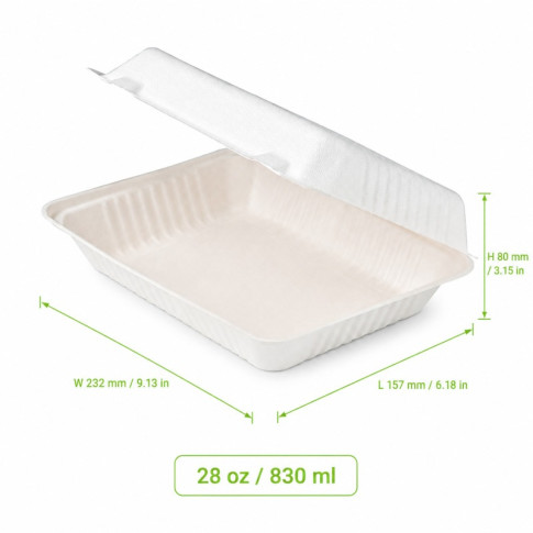 Conchiglia in polpa di canna da zucchero 230x156mm H80mm 830ml