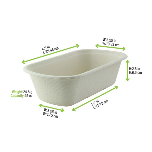 Vaschetta in polpa di canna da zucchero scura 230x135mm H65mm 1150ml