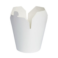 Contenitore a base tonda in cartone bianco stile orientale, chiusura a incastro  H120mm 950ml