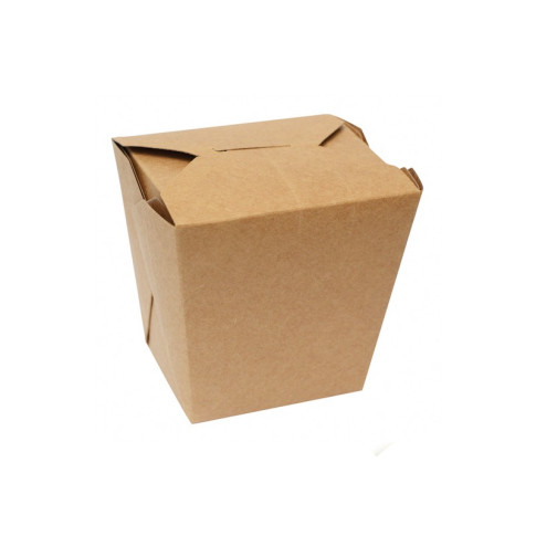 Contenitore quadrato in cartone kraft stile orientale, chiusura a incastro 102x90mm H103mm 750ml