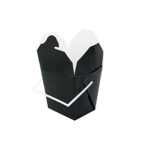 Contenitore quadrato in cartone nero stile orientale, chiusura a incastro 92x74mm H90mm 415ml