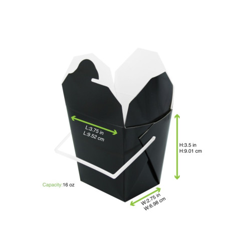 Contenitore quadrato in cartone nero stile orientale, chiusura a incastro 92x74mm H90mm 415ml