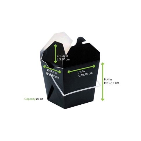 Contenitore quadrato in cartone nero stile orientale, chiusura a incastro 100x93mm H104mm 750ml