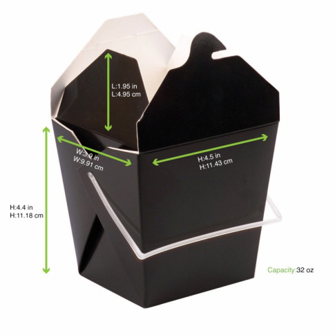 Contenitore quadrato in cartone nero stile orientale, chiusura a incastro 100x100mm H110mm 950ml