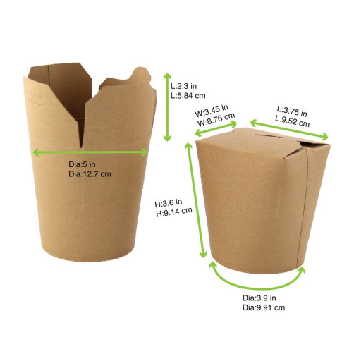 Contenitore tondo kraft stile orientale, chiusura a incastro 85x98mm H95mm 750ml