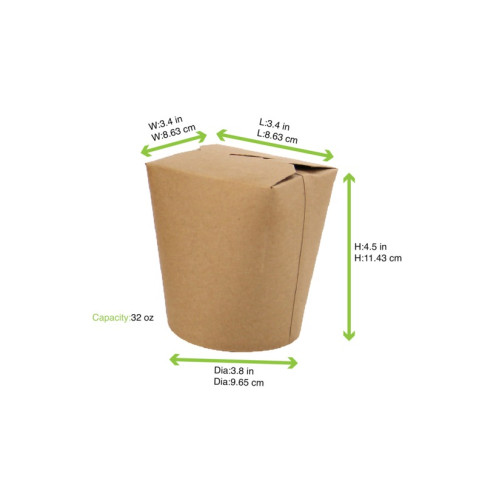 Contenitore tondo kraft stile orientale, chiusura a incastro 105x91mm H120mm 1000ml