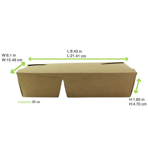 Lunchbox 2 scomparti in cartone kraft con chiusura a incastro 214x160mm H47mm 1 090ml