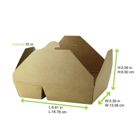 Lunchbox 2 scomparti in cartone kraft con chiusura a incastro 168x135mm H65mm 1 040ml