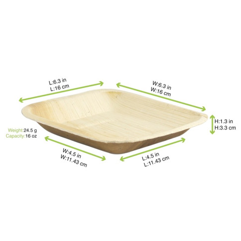 Piatto in palma  170x170mm H20mm