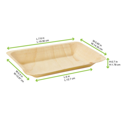 Piatto rettangolare "Scandinavia" in legno 190x140mm H18mm
