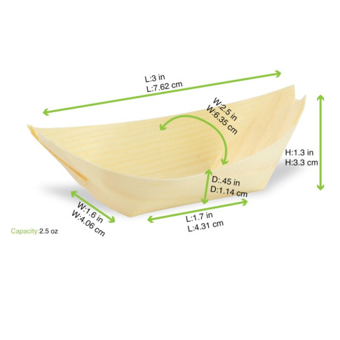 Vaschetta in legno a forma di barca 113x70mm H14mm