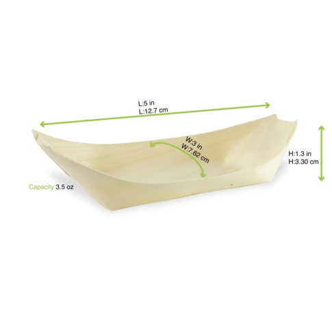 Vaschetta in legno a forma di barca 140x78mm H20mm