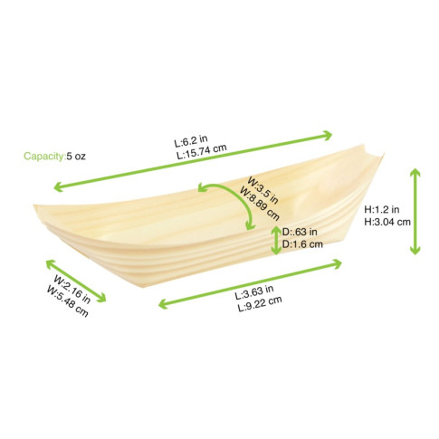Vaschetta in legno a forma di barca 170x87mm H23mm