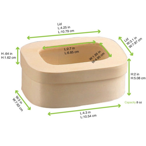 Scatola in legno con coperchio e finestra 107x77mm H50mm 240ml