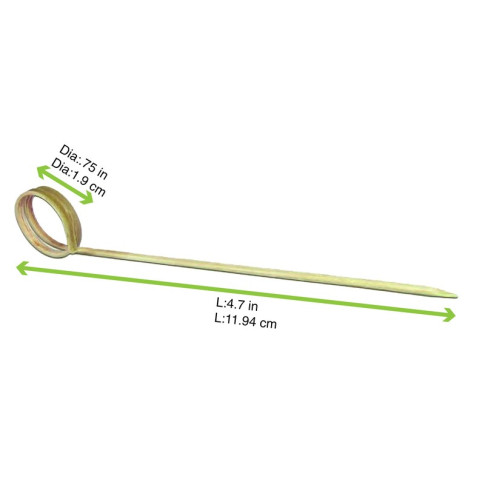 Stecchino in bambù con decorazione ricciolo (FOR50)  H120mm