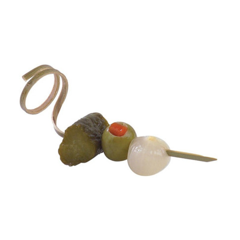 Stecchino in bambù con decorazione ricciolo (FOR50)  H90mm