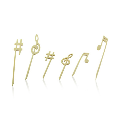 Stecchino in bamboo con decorazione foglia (FOR50)  H90mm