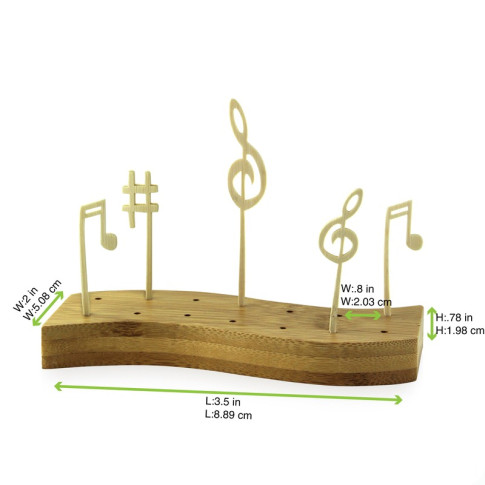 Stecchino in bamboo con decorazione foglia (FOR50)  H90mm