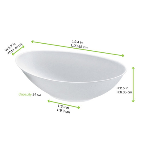 Ciotola "BioNchic" ovale in polpa di canna da zucchero 240x145mm H63mm 1000ml