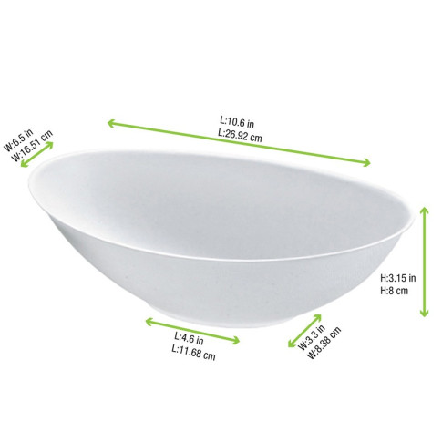 Ciotola "BioNchic" ovale in polpa di canna da zucchero 270x165mm H77mm 1500ml