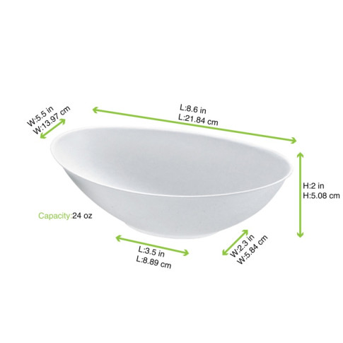 Ciotola "BioNchic" ovale in polpa di canna da zucchero 225x135mm H55mm 750ml