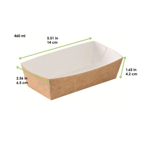 Vaschetta in cartone kraft e interno bianco 140x65mm H42mm 460ml