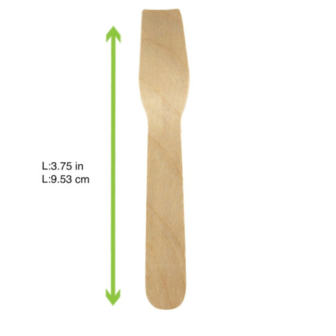 Cucchiaio da gelato in legno avvolto in carta kraft  H95mm