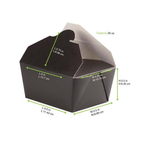 Lunchbox in cartone nero con chiusura a incastro 130x108mm H67mm 750ml