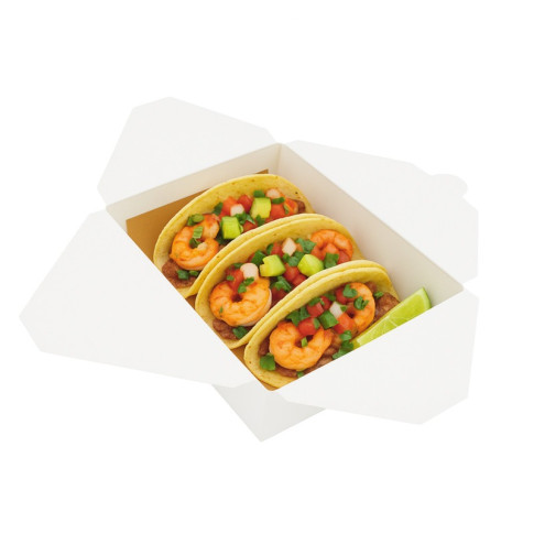 Lunchbox in cartone bianco con chiusura a incastro 217x160mm H67mm 2000ml