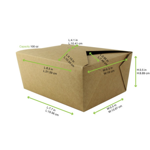 Lunchbox in cartone kraft con chiusura a incastro 225x166mm H92mm 3000ml