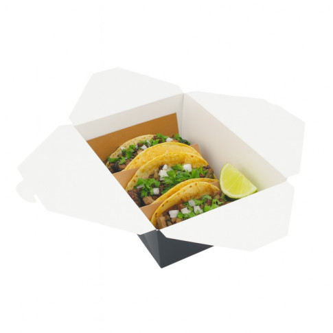 Lunchbox in cartone nero con chiusura a incastro 227x165mm H92mm 3000ml