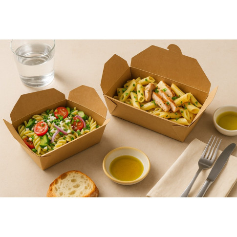 Lunchbox in cartone kraft con chiusura a incastro 155x117mm H50mm 800ml